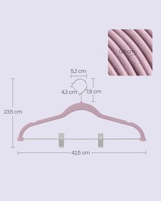 Conjunto 30 Cabides de veludo com clipes ajustáveis lilás lavanda