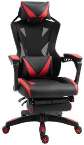 Vinsetto Cadeira Gaming Escritório Ergonômica Ajustável Conforto Almofada Lombar Alta Qualidade Estilo Moderno Vermelho