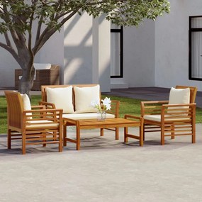 4 pcs conjunto lounge de jardim com almofadões acácia maciça