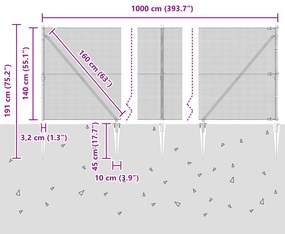 Cerca de Arame Soldado com 7 Postes de Espinho 10 x 1,4 m Aço Galvaniz