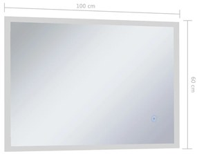 Espelho Doves com Luz LED e Sensor Touch - 100x60cm - Design Moderno