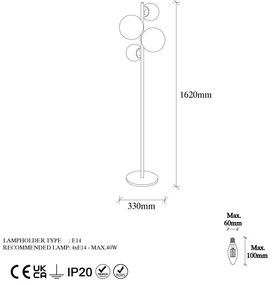 Candeeiro de Pé Fazli – Antique – 33 x 33 x 162 cm
