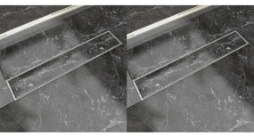 Dreno de chuveiro linear 2 pcs 630x140 mm aço inoxidável