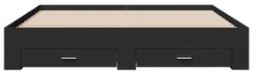 Estrutura de cama c/ gavetas 200x200 cm derivados madeira preto