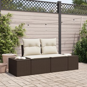 Sofá de Jardim de 2 Lugares com Almofadas Castanho Rattan