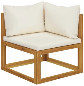 5 pcs conjunto lounge jardim c/ almofadões creme acácia maciça