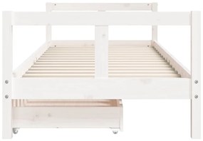 Estrutura cama infantil c/ gavetas 80x200cm pinho maciço branco