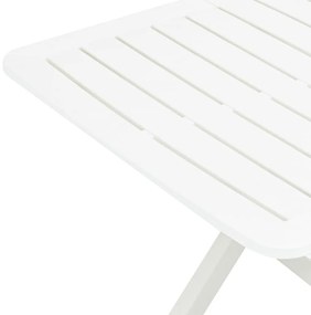 Mesa de jardim dobrável 79x72x70 cm plástico branco