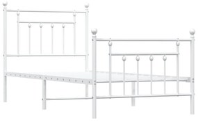 Estrutura de cama com cabeceira e pés 90x190 cm metal branco