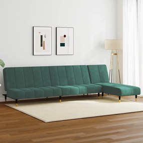 vidaXL 2 pcs conjunto de sofás veludo verde-escuro
