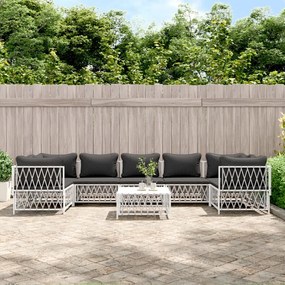 vidaXL 8 pcs conjunto lounge de jardim com almofadões aço branco