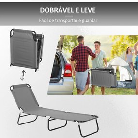 Espreguiçadeira Dobrável Reclinável – Relaxa Pliant – Cinzento – 188x5
