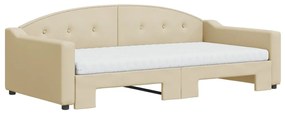 Sofá-cama c/ gavetão e colchões 100x200 cm tecido cor creme