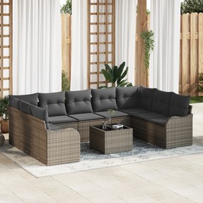Conjunto de Sofá de Jardim vidaXL de 9 peças com Almofadas em Rattan Poliéster Preto