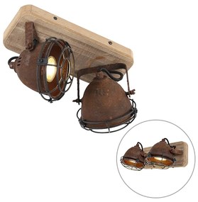LED Projetores inteligentes castanho ferrugem com madeira incl. 2 WiFi GU10 - Gina Industrial