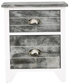 Mesa de cabeceira com 2 gaveta 2 pcs cinzento e branco