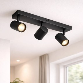 Plafon moderno preto 3-luzes ajustável retangular - Jeana