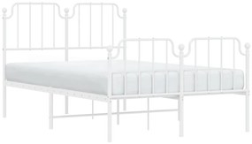 Estrutura de cama com cabeceira e pés 120x200 cm metal branco