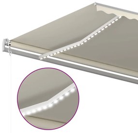 Toldo automático com LED e sensor de vento 500x350 cm cor creme