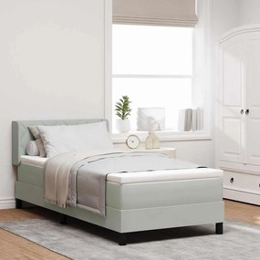 Cama Box Spring com Colchão Cinza Claro 100x200 cm Veludo