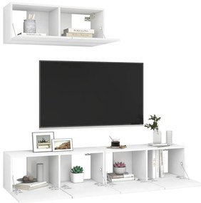 Móveis de TV 3 pcs derivados de madeira branco