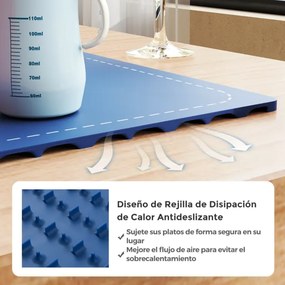 Bandeja elétrica aquecedora 60 x 38 x 2 cm com temperatura ajustável em 6 níveis Bandeja aquecedora de silicone com temporizador de 1 a 5 horas Azul
