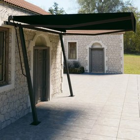 Toldo retrátil manual com postes 4x3 m antracite