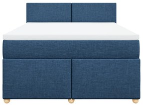 Cama com molas/colchão 160x200 cm tecido azul