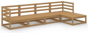 5 pcs conjunto lounge de jardim pinho maciço castanho mel