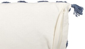 Conjunto de 2 almofadas decorativas tufadas em algodão creme e azul 45 x 45 cm JACARANDA Beliani