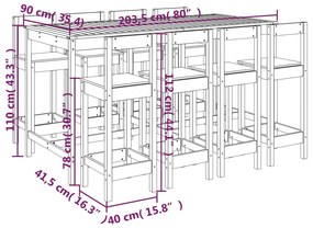 9 pcs conjunto de bar para jardim pinho maciço
