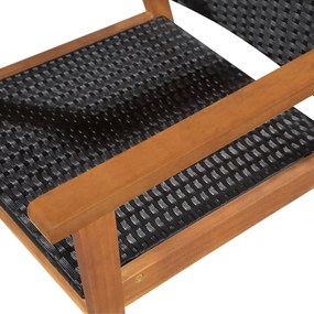 5 pcs conjunto de jantar para jardim vime PE preto e castanho