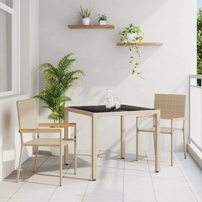 Conjunto de Jantar de Jardim vidaXL 3 Peças Bege Rattan Poli
