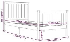 Estrutura de cama pequena solteiro 75x190 cm pinho maciço