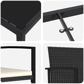 Conjunto de Jantar para Jardim de 5 Peças Preto Rattan Sintético