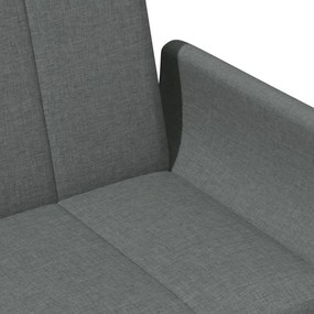 Sofá-cama de 2 lugares c/ apoio de pés tecido cinzento-escuro