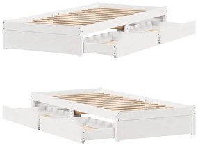 Cama sem colchão 90x200 cm madeira de pinho maciça branco
