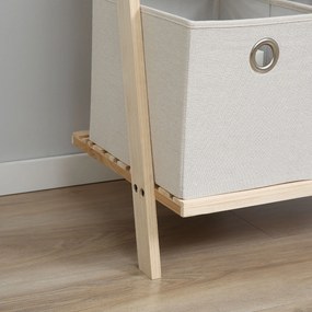 HOMCOM Suporte para Cabides de Madeira Cabideiro com Prateleiras 2 Gavetas de Tecido e 4 Ganchos para Pendurar Roupas Bolsas para Entrada Dormitório 55x37x173cm Madeira