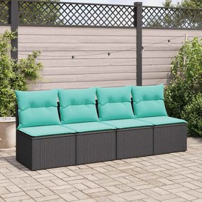 2 pcs conjunto sofás jardim c/ almofadões vime PE/acácia preto