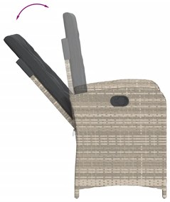 7 pcs conj. jantar p/ jardim c/ almofadões vime PE cinza-claro