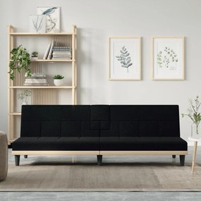 351865 vidaXL Sofá-cama com suporte para copos tecido preto
