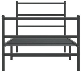 Estrutura de cama com cabeceira e pés 90x200 cm metal preto