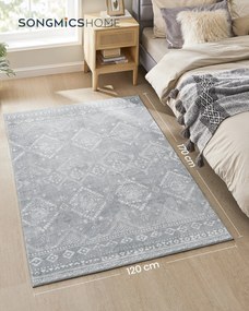 Tapete Boho 120 x 170 cm, lavável, felpudo, cinzento claro