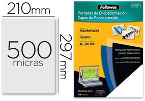 Capa de Encadernação Fellowes Polipropileno Din A4 Preta 450 Microns Pack de 100 Unidades