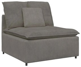 Sofá modular com almofadas tecido corduroy cinzento-claro
