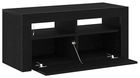 Gabinete de TV vidaXL com LED Preto Carvalho 90x35x40 cm Madeira engen