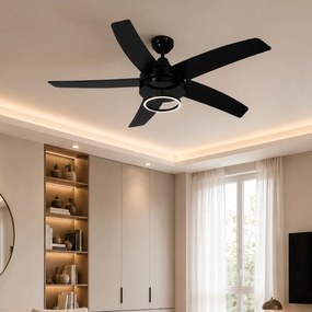 Ventilador de teto preto 132cm incl. LED com controle remoto - Cool Anello