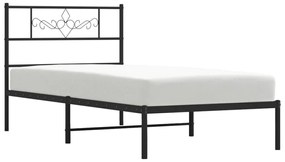 Estrutura de cama metal s/ colchão c/ cabeceira 75x190 cm preto