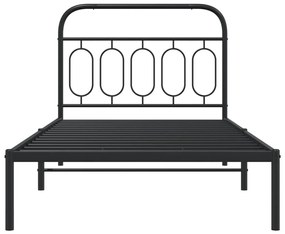 Estrutura de cama com cabeceira 100x190 cm metal preto