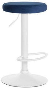 Banco de bar Ponte em veludo e com estrutura branca 38,5 x 60-81 x 38,5 cm Azul